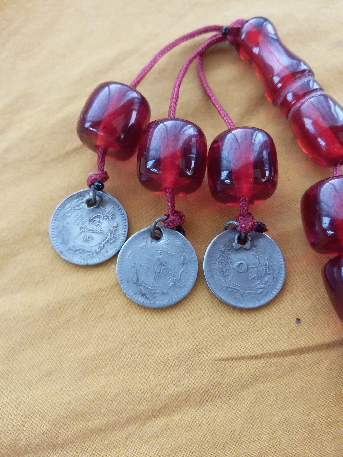 Authentic Ottoman Tassel from 1325- Ottoman Cherry Faturan Prayer Bead