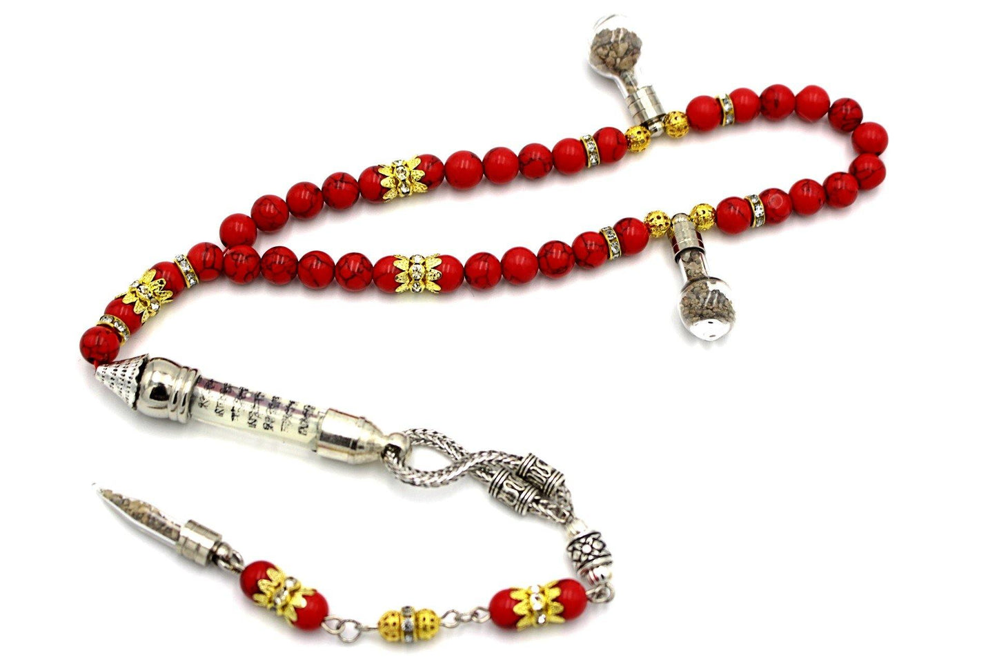 coral prayer beads gemstones tesbih tasbeeh mala luxury jewellery silver