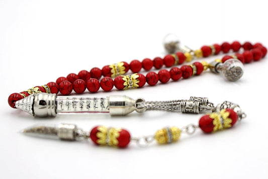 coral prayer beads gemstones tesbih tasbeeh mala luxury jewellery silver
