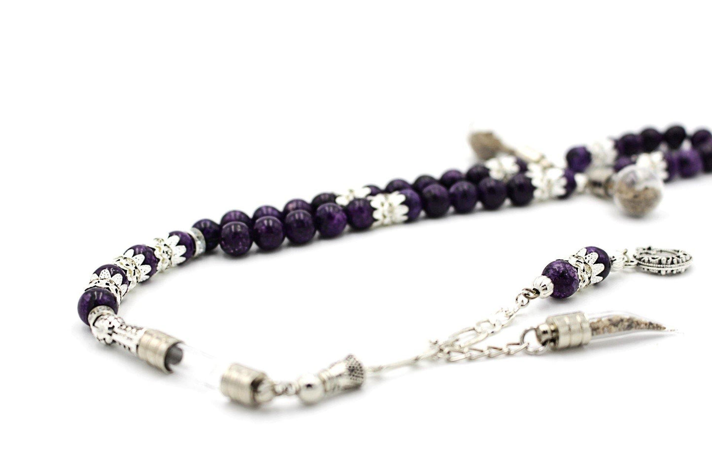 Amethyst prayer beads gemstones tesbih tasbeeh mala luxury jewellery silver