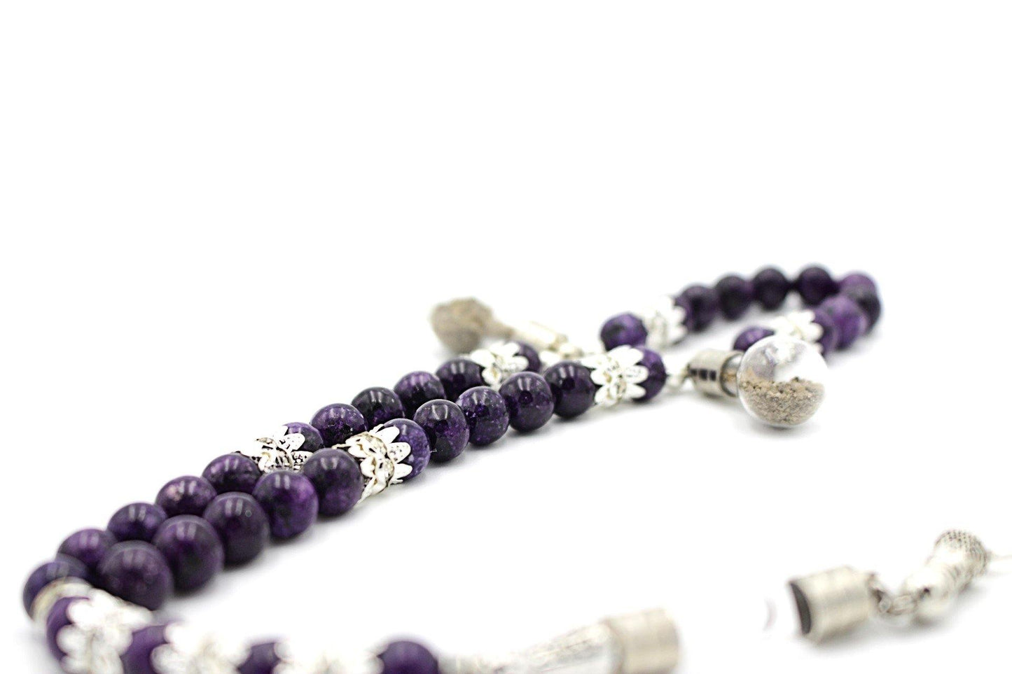 Amethyst prayer beads gemstones tesbih tasbeeh mala luxury jewellery silver