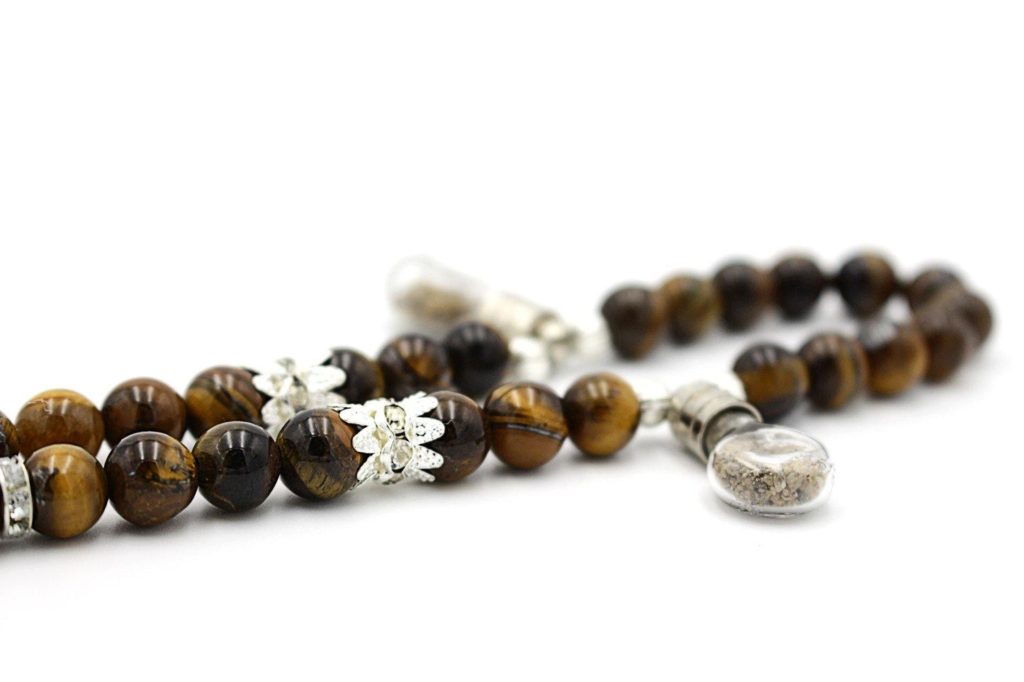 tiger eye gemstones jewellery silver tesbih