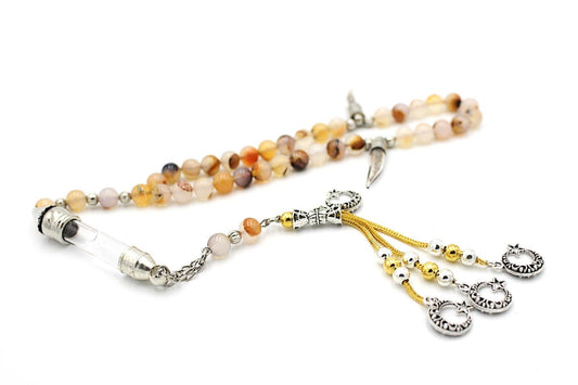 Agate prayer beads gemstones tesbih tasbeeh mala luxury jewellery silver