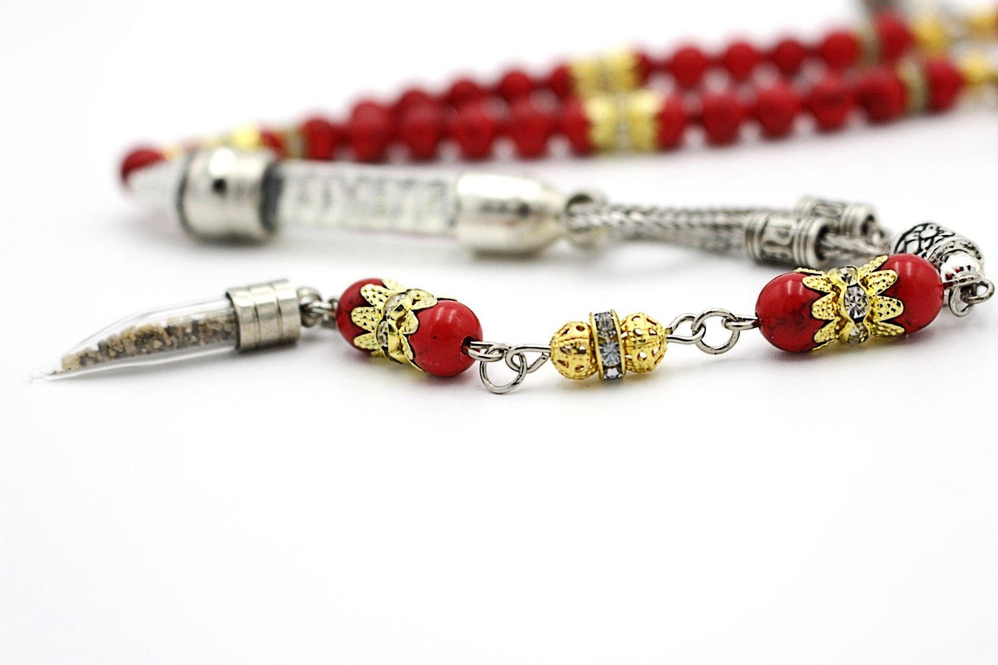 coral prayer beads gemstones tesbih tasbeeh mala luxury jewellery silver