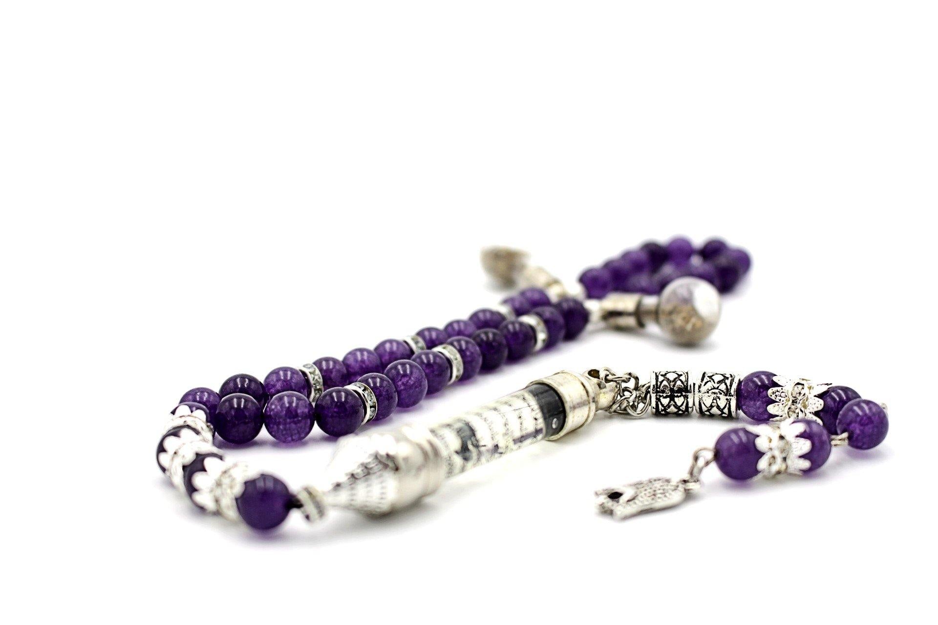 Amethyst prayer beads gemstones tesbih tasbeeh mala luxury jewellery silver