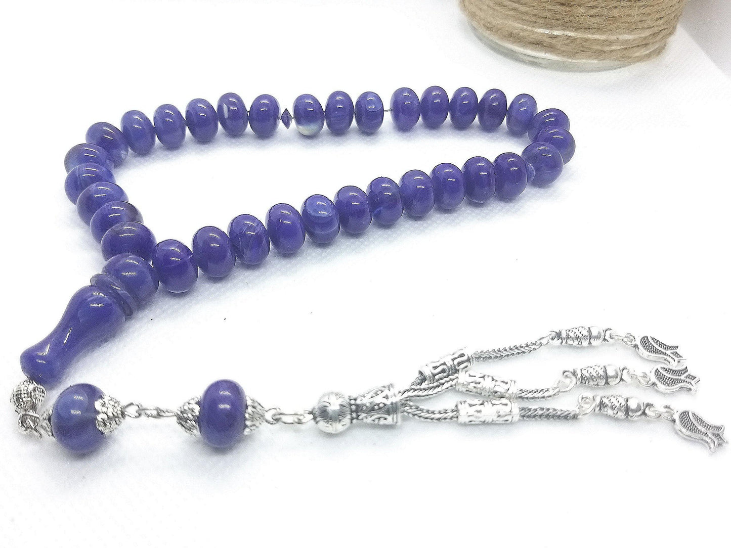 Wrist Length Amber Resins 33 Prayer Beads, Kehribar LRV-609A - Luxury R Visible