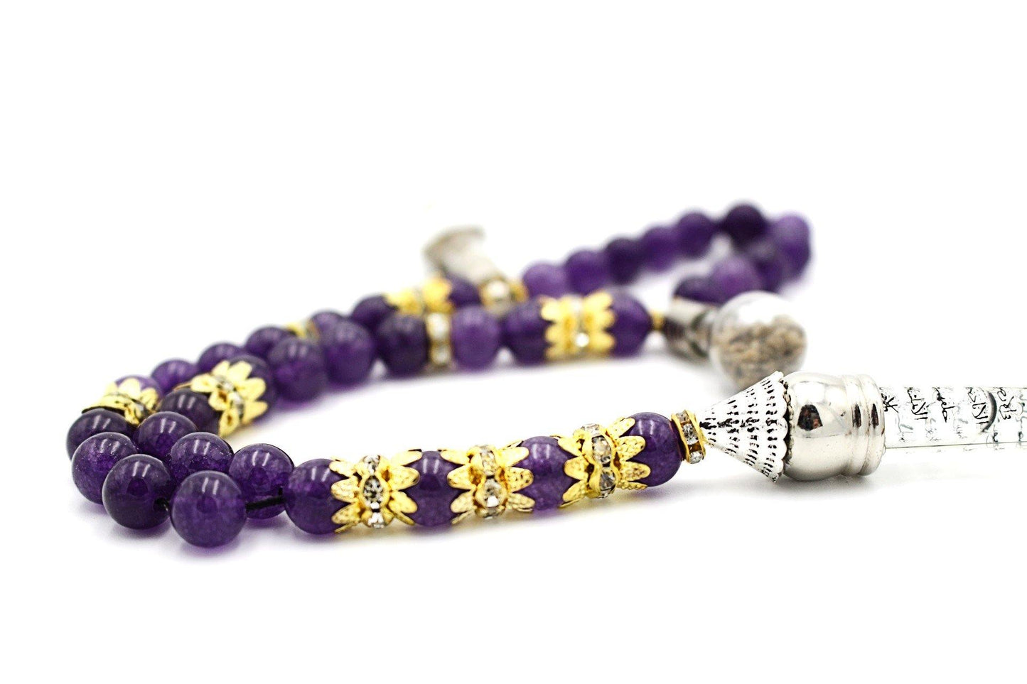 Amethyst prayer beads gemstones tesbih tasbeeh mala luxury jewellery silver