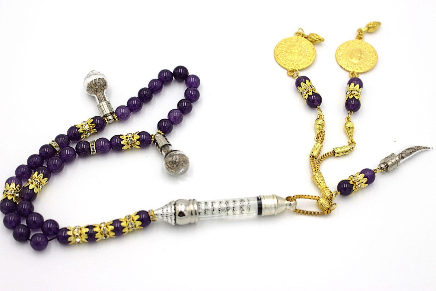 Amethyst prayer beads gemstones tesbih tasbeeh mala luxury jewellery silver