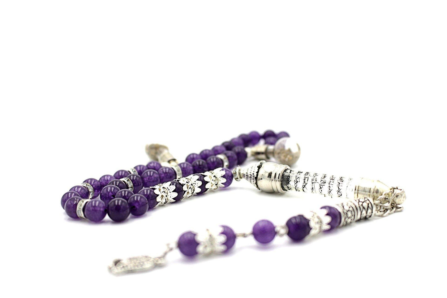 Amethyst prayer beads gemstones tesbih tasbeeh mala luxury jewellery silver