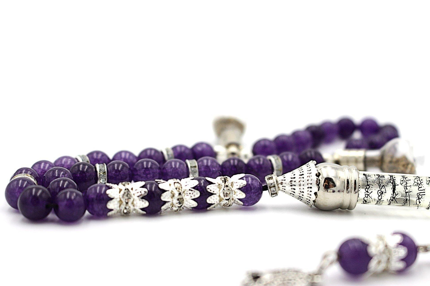 Amethyst prayer beads gemstones tesbih tasbeeh mala luxury jewellery silver