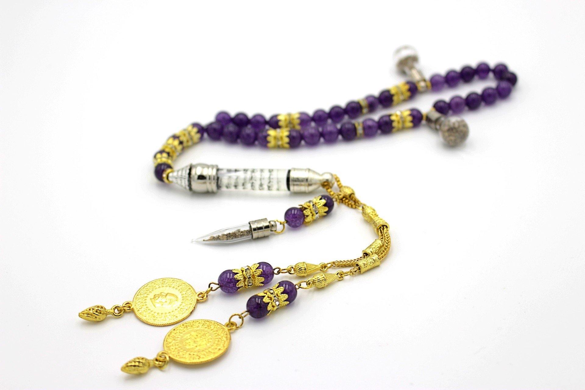 Amethyst prayer beads gemstones tesbih tasbeeh mala luxury jewellery silver