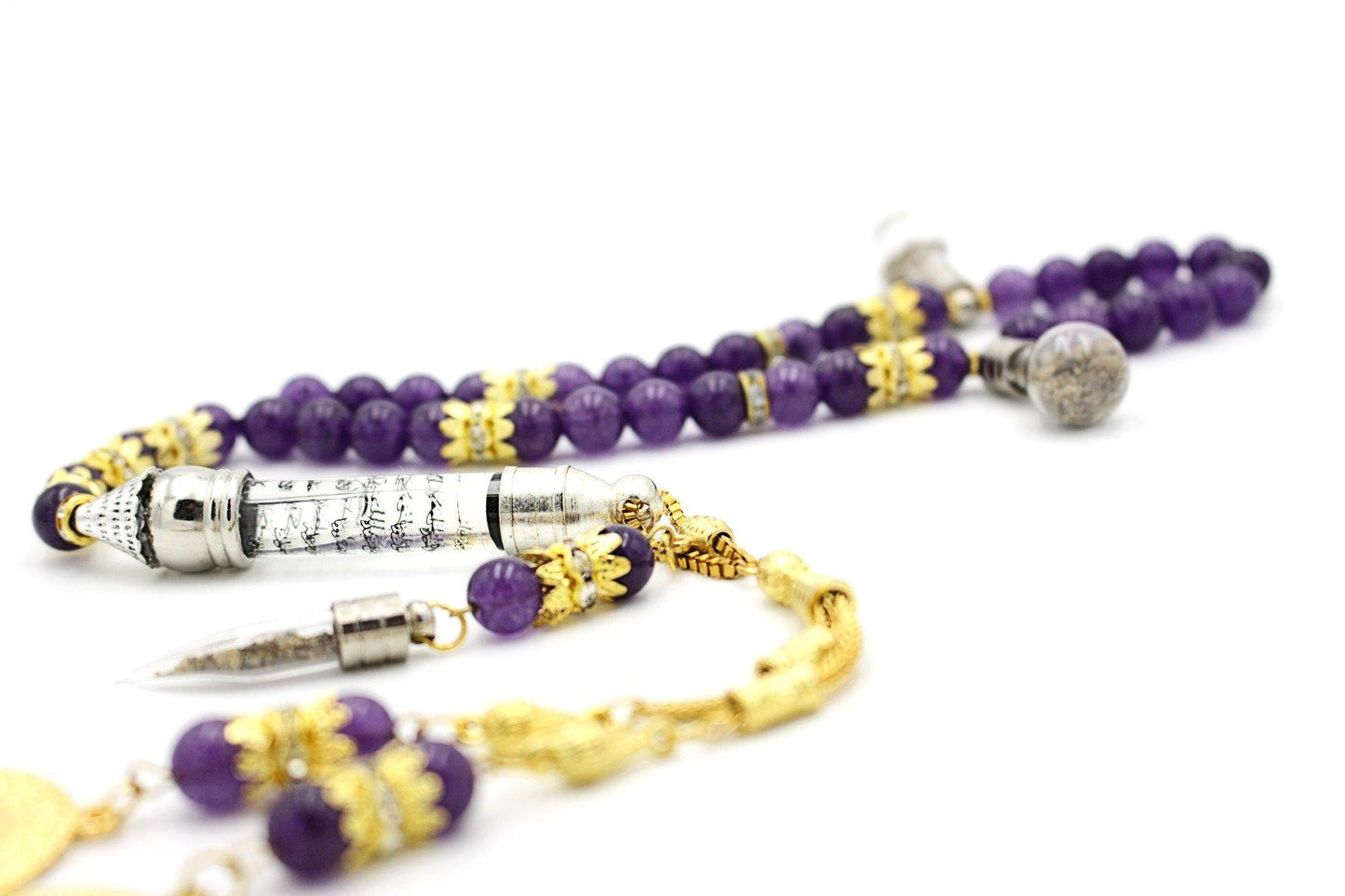 Amethyst prayer beads gemstones tesbih tasbeeh mala luxury jewellery silver