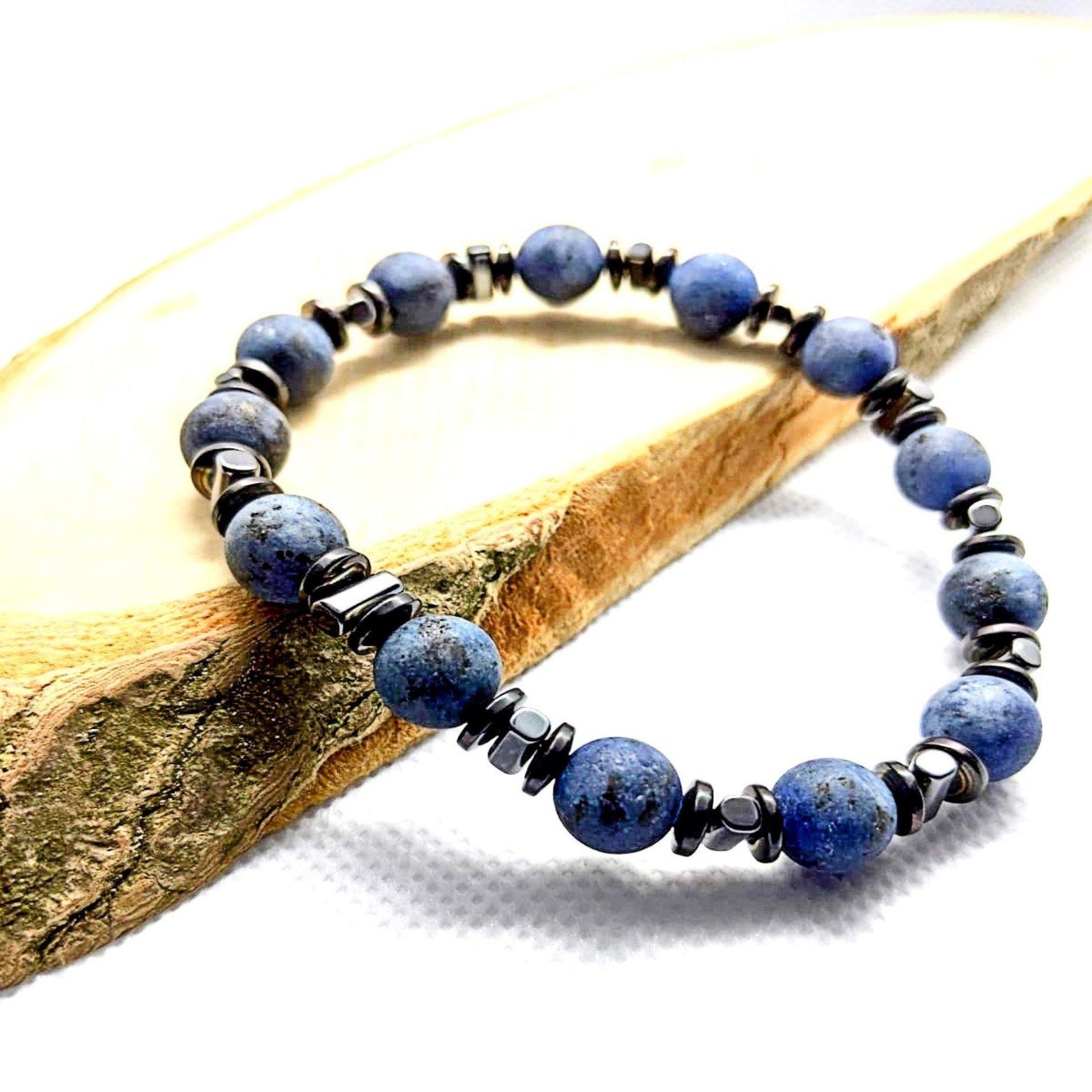Navy Blue Onyx Natural Stone Bracelet UK-582O – Gemstone Jewellery - Tasbih  - Meditation & Prayer Beads