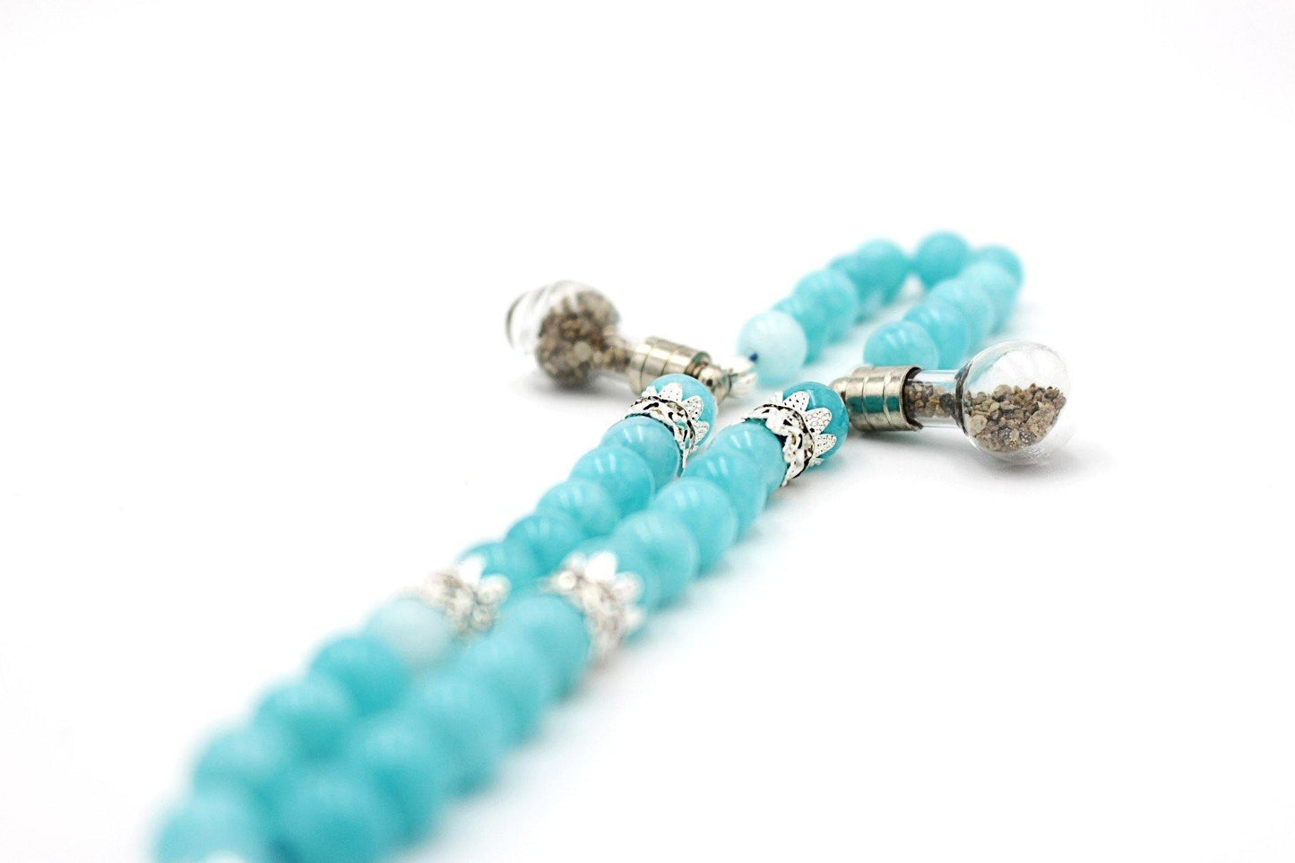 Aquamarine prayer beads gemstones silver jewellery luxury tesbih tasbeeh