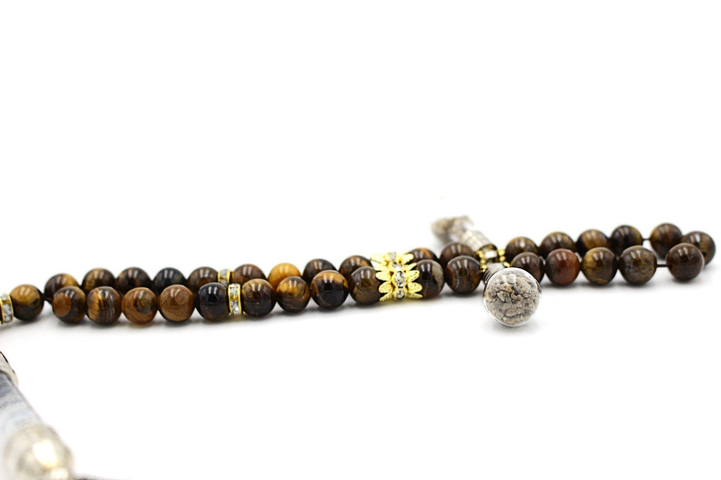 tiger eye gemstones jewellery silver tesbih