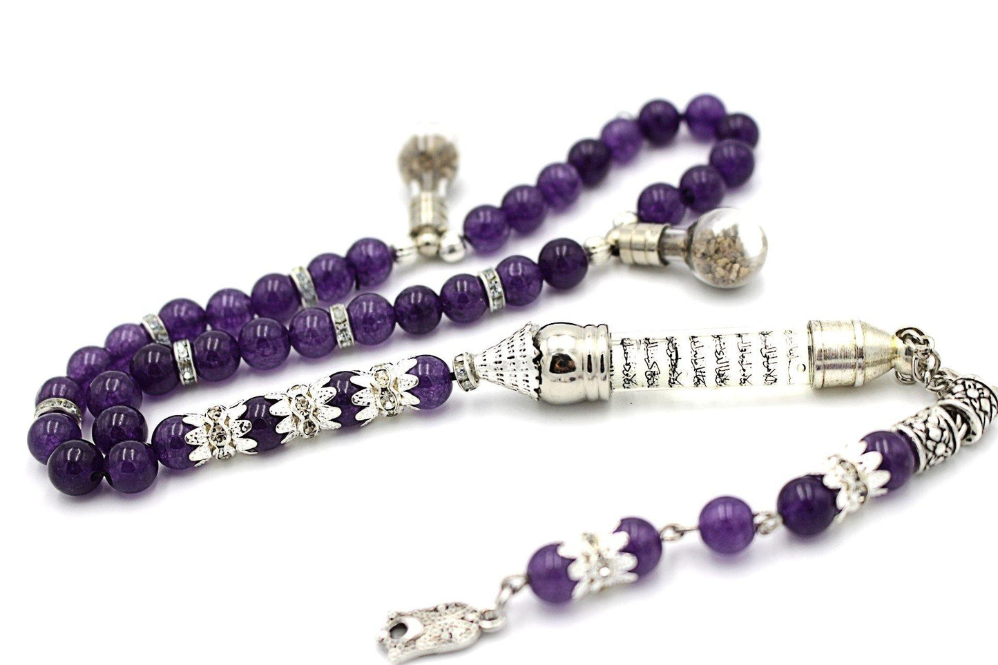 Amethyst prayer beads gemstones tesbih tasbeeh mala luxury jewellery silver