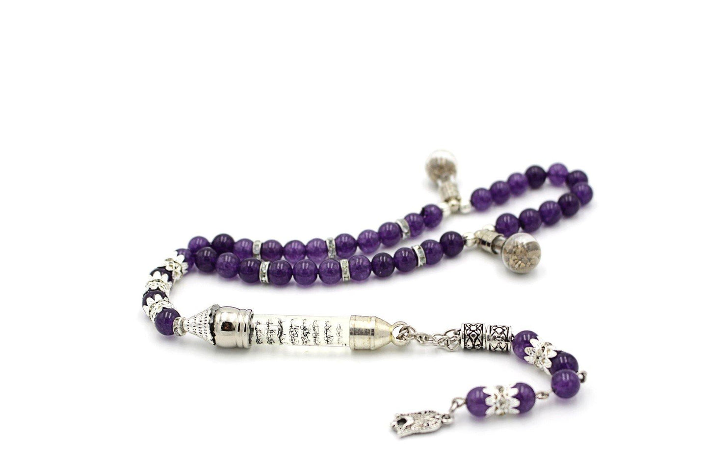 Amethyst prayer beads gemstones tesbih tasbeeh mala luxury jewellery silver